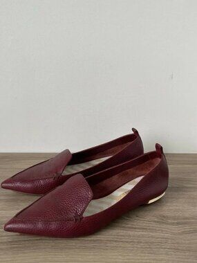 Nicholas Kirkwood Beya Platino Leather Pointed Toe Burgundy Loafers Size 8.5 US